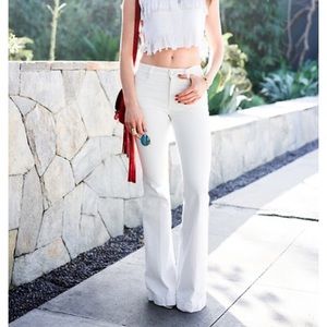 frame le high flare jeans white